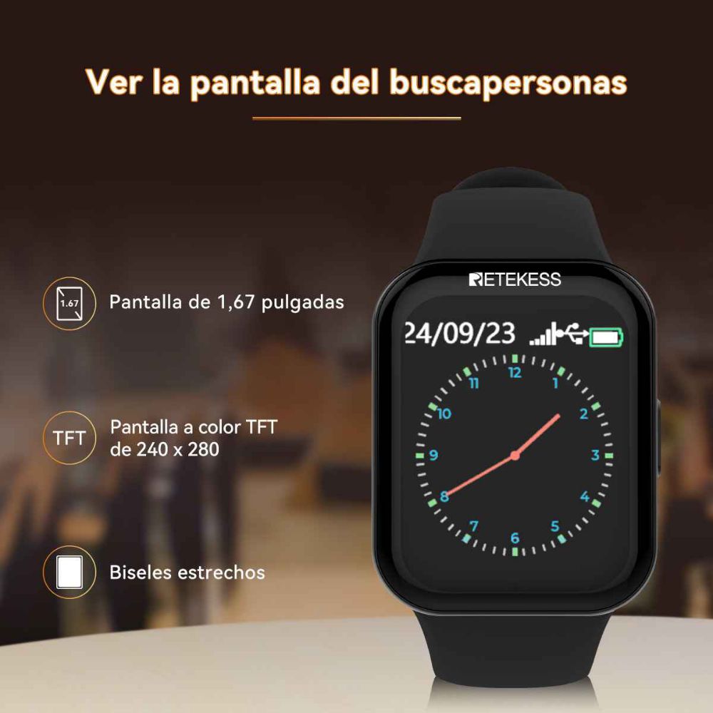 Retekess Sistema de llamada para Restaurantes TD113 Receptor de Reloj Resistente al Agua IP67 con Botón de llamada T117