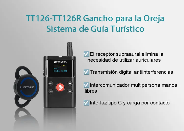 Retekess TT126 TT126R Sistema de Guía de Gancho para la Oreja